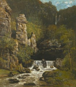滝のある風景、1865年頃 作： Gustave Courbet